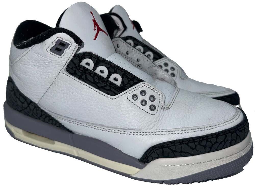 Nike Air Jordan 3 Retro Cement Grey GS 6.5Y Womens 8 DM0967-106 No Laces